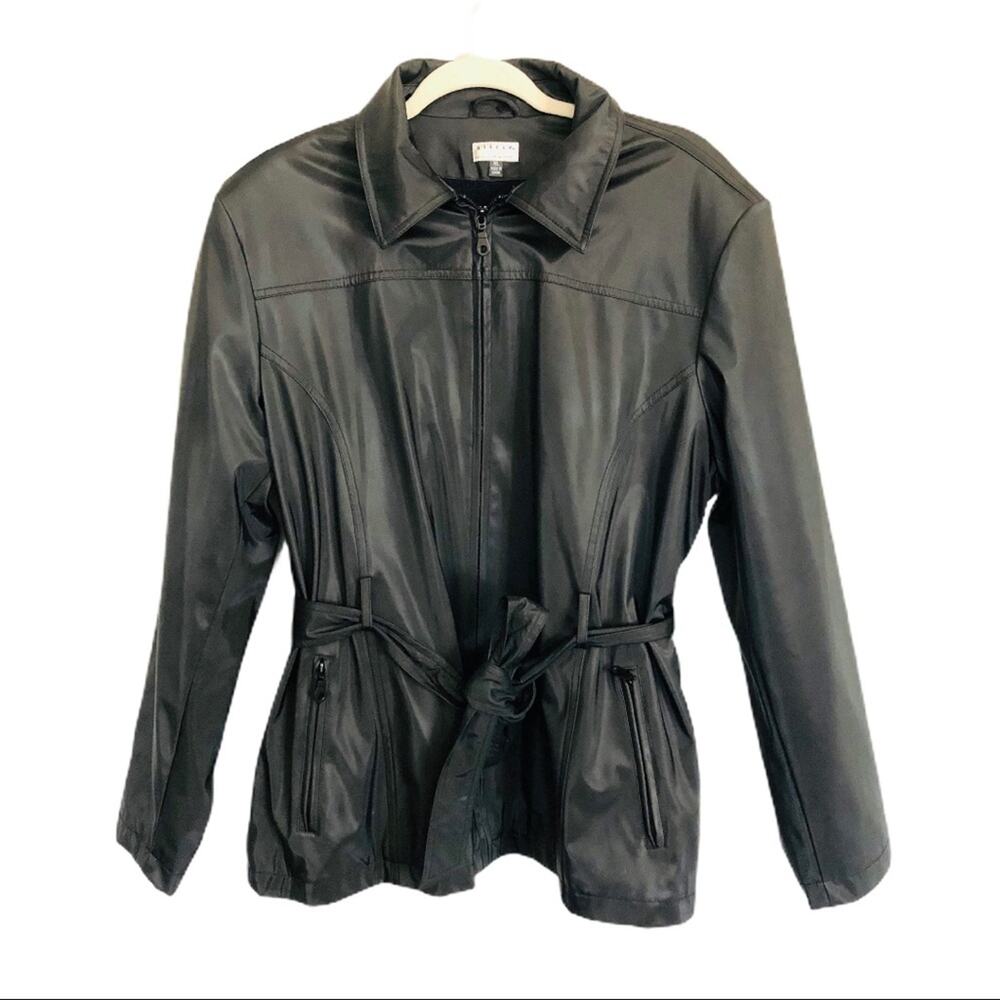 Giacca Gallery black hooded tie waist rain jacket XL